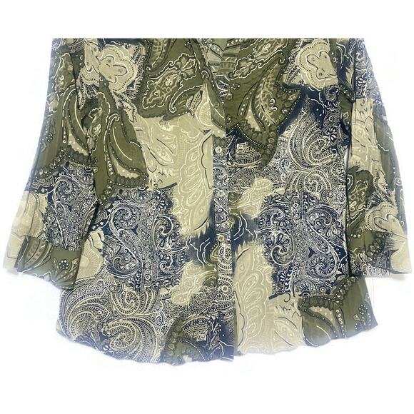 Apartment Nine Blouse Top Women's Size Large Button Up Green - Picture 5 of 7